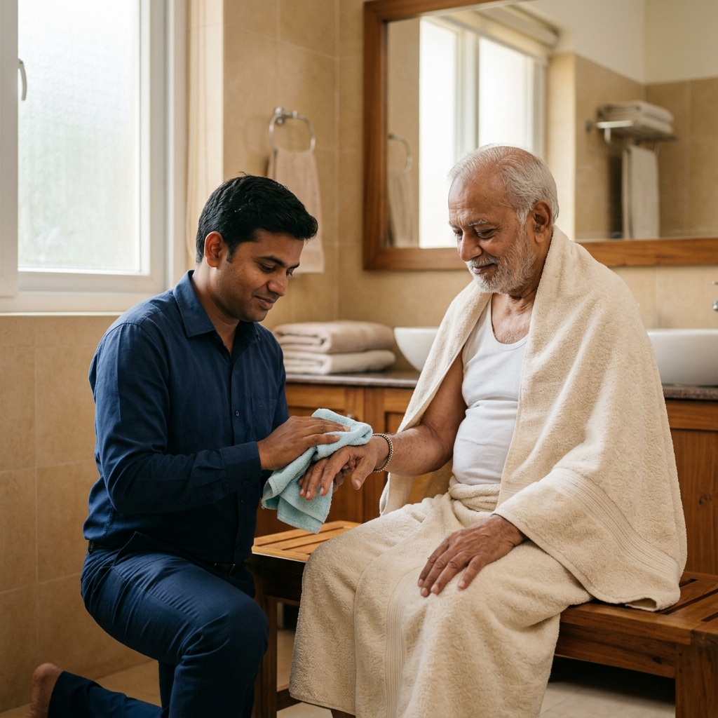 How to Help a Parent with Dementia Bathe Safely - Care at Verbena
